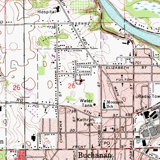Topographic Map of Faith United Methodist Church, MI