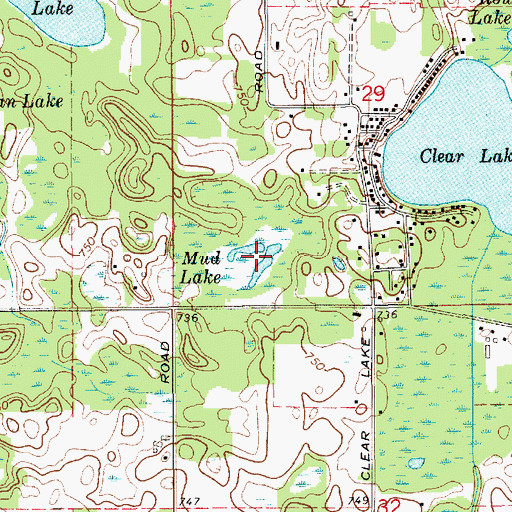 Topographic Map of Mud Lake Bog, MI