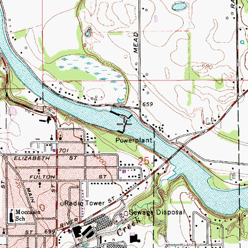 Topographic Map of Buchanan Dam, MI
