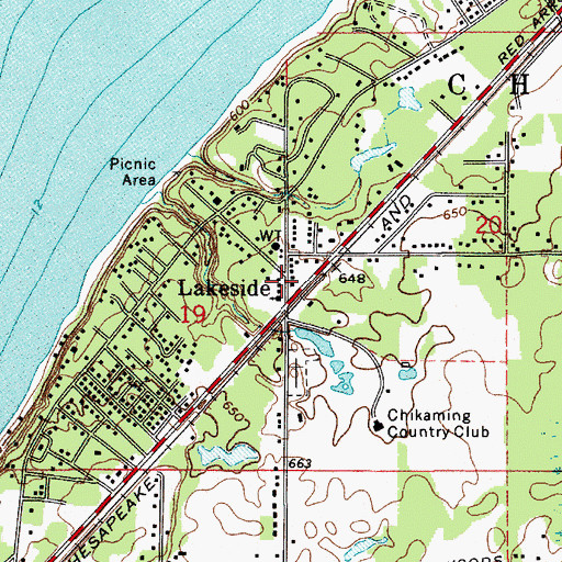 Topographic Map of Lakeside Post Office, MI