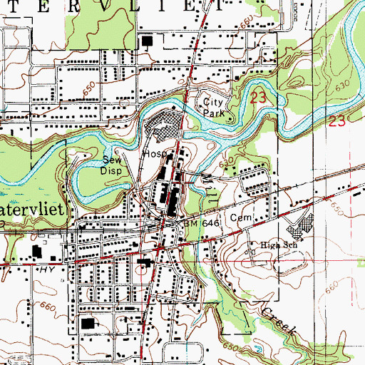 Topographic Map of Watervliet First Methodist Church, MI