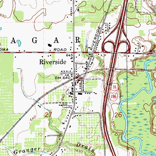 Topographic Map of Riverside Post Office, MI