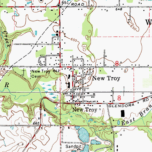 Topographic Map of New Troy Post Office, MI