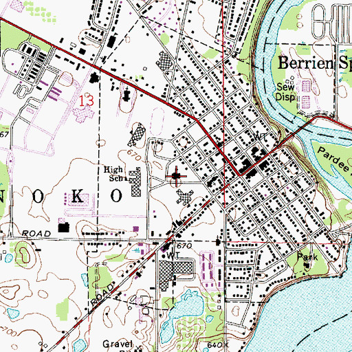 Topographic Map of Village Seventh Day Adventist School, MI