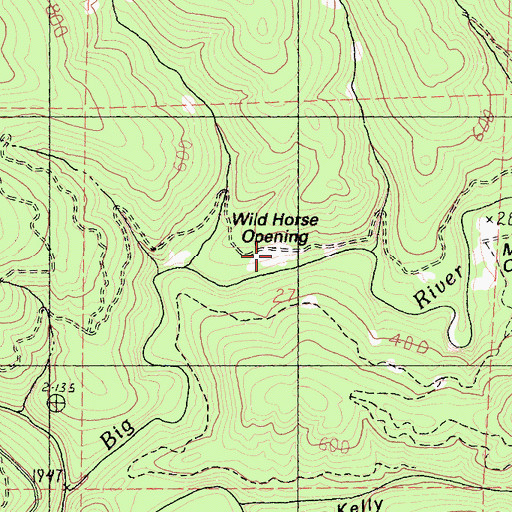 Topographic Map of Wild Horse Opening, CA