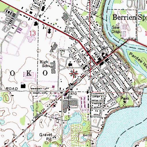 Topographic Map of Mars Elementary School, MI
