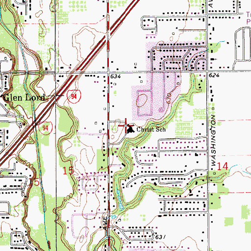 Topographic Map of Christ Evangelical Lutheran Church, MI