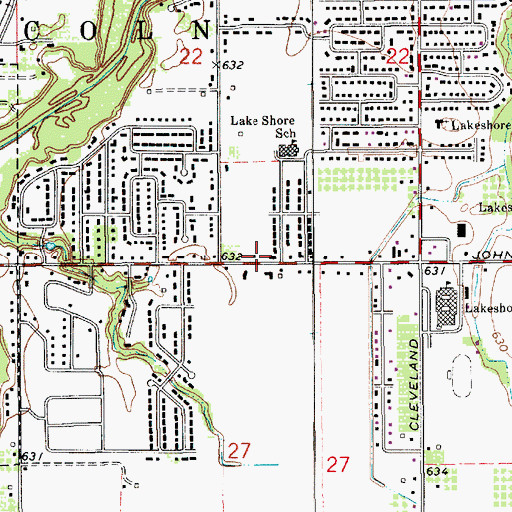 Topographic Map of Lincoln Township Public Library, MI