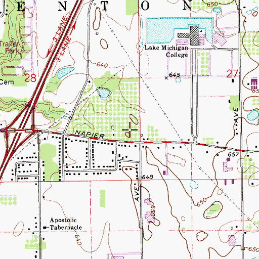 Topographic Map of Western Michigan University-Southwest Center, MI