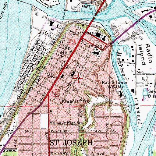Topographic Map of Saint Peter's Church, MI