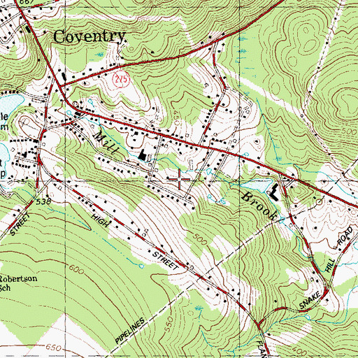 Topographic Map of South Coventry Census Designated Place, CT