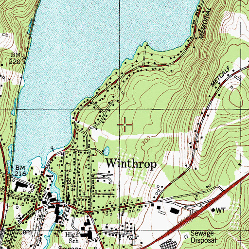 Topographic Map of Winthrop Census Designated Place, ME