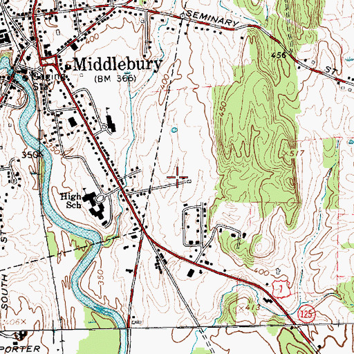 Topographic Map of Middlebury Census Designated Place, VT