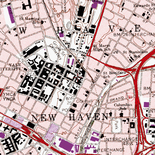 Topographic Map of City of New Haven, CT