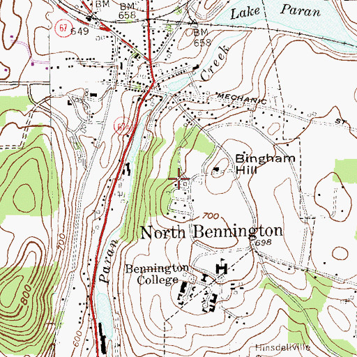 Topographic Map of Village of North Bennington, VT