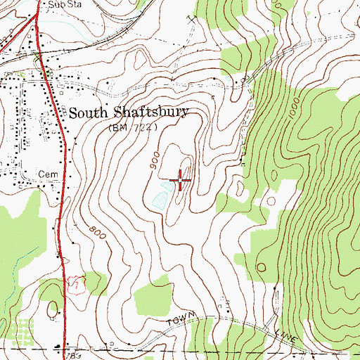 Topographic Map of South Shaftsbury Census Designated Place, VT