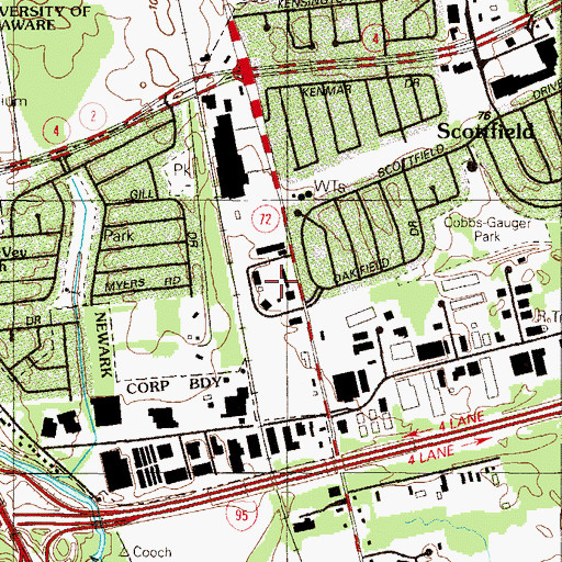Topographic Map of Blue Hen Industrial Park, DE
