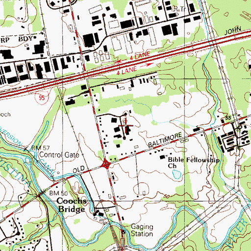 Topographic Map of Newark Industrial Park, DE