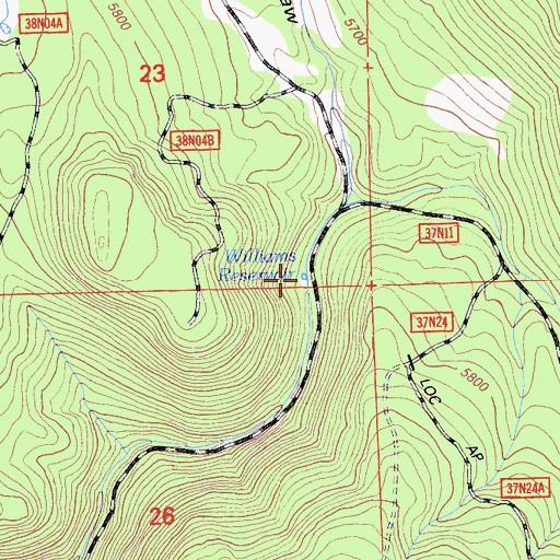 Topographic Map of Williams Reservoir, CA