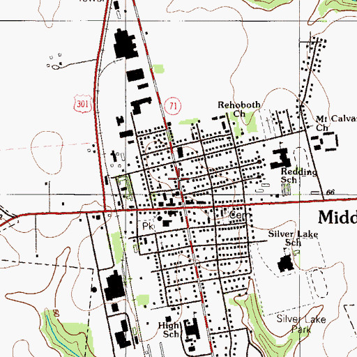 Topographic Map of Middletown Town Hall, DE