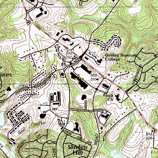 Topographic Map of Pike Creek Shopping Center, DE