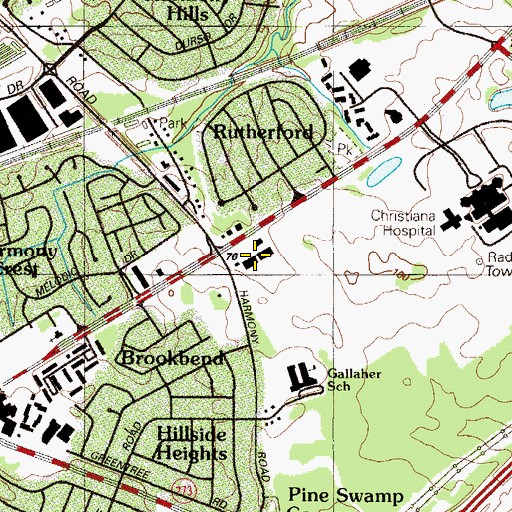Topographic Map of Omega Shops Shopping Center, DE