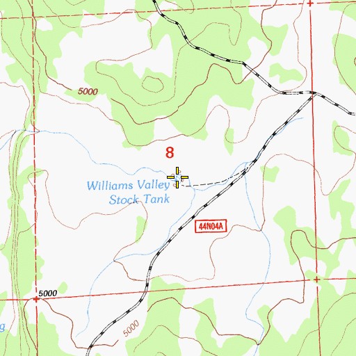 Topographic Map of Williams Valley Stock Tank, CA
