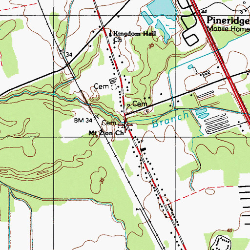 Topographic Map of Mount Zion Cemetery, DE