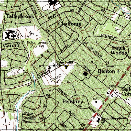 Topographic Map of Silverside Church, DE