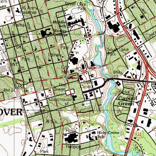 Topographic Map of Calvary Baptist Church, DE
