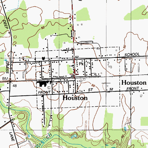 Topographic Map of Houston Town Hall, DE