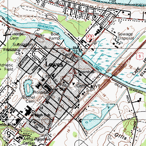 Topographic Map of Zwaanendael Museum, DE