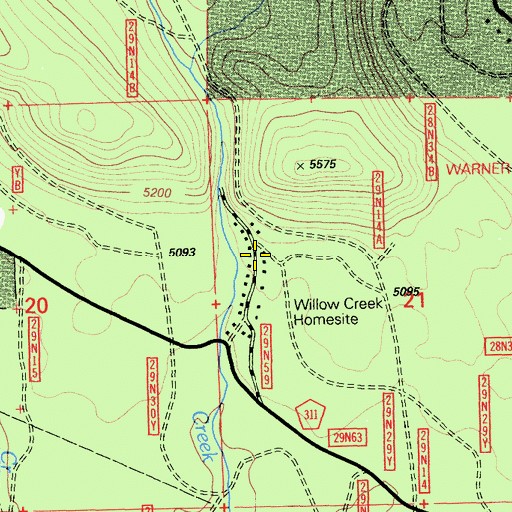 Topographic Map of Willow Creek, CA