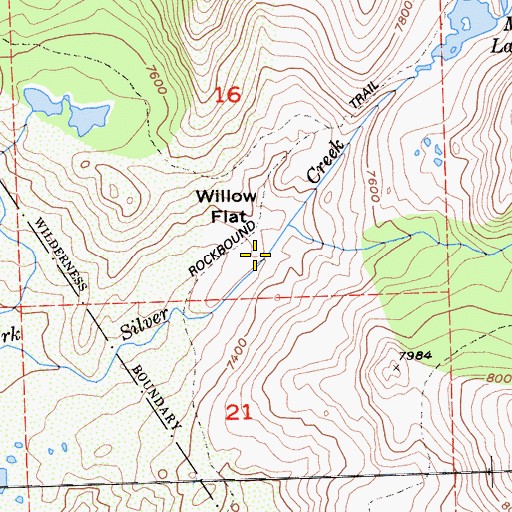 Topographic Map of Willow Flat, CA