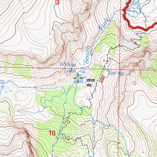 Topographic Map of Willow Lake, CA