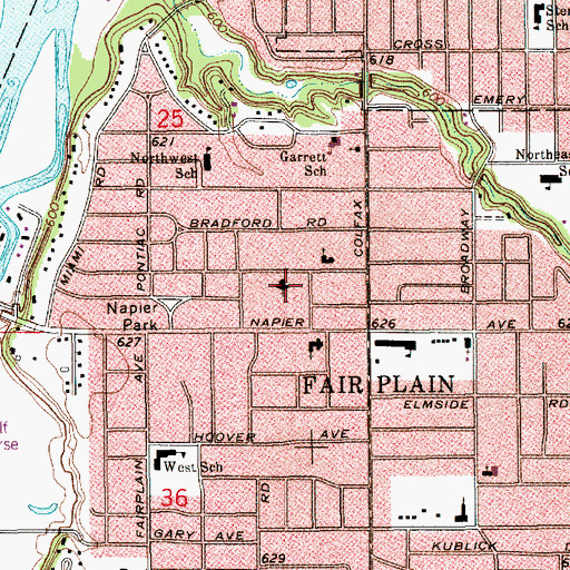 Topographic Map of Napier Parkview Baptist Church, MI