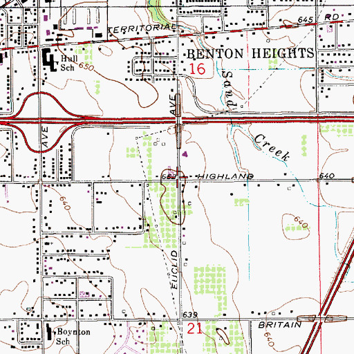 Topographic Map of Highland Avenue Adventist Church, MI