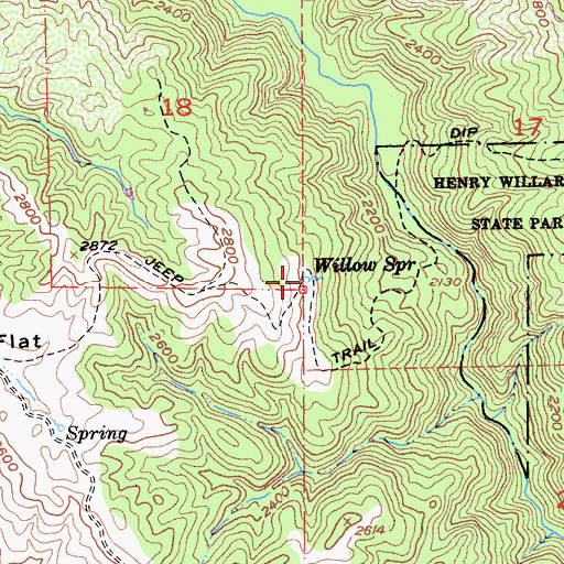 Topographic Map of Willow Spring, CA