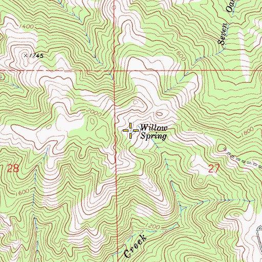 Topographic Map of Willow Spring, CA