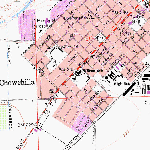 Topographic Map of Wilson Elementary School, CA