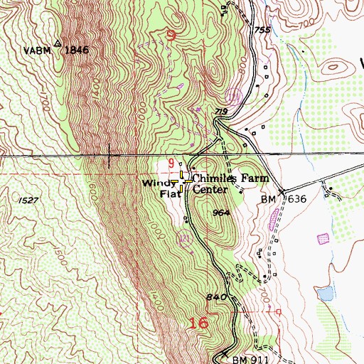 Topographic Map of Wind Flat, CA