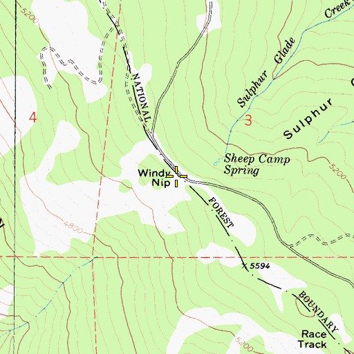 Topographic Map of Windy Nip, CA