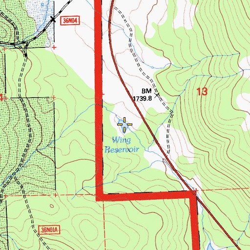 Topographic Map of Wing Reservoir, CA