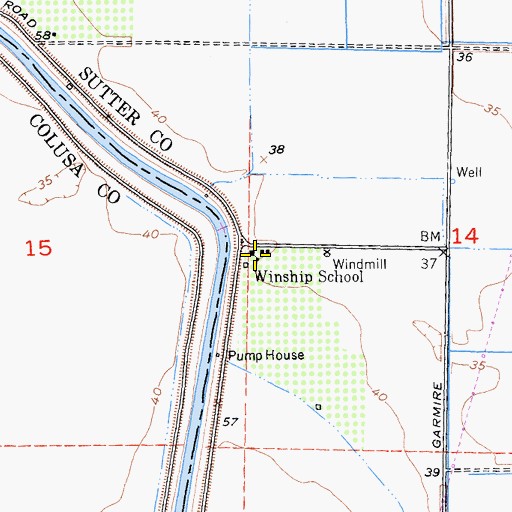 Topographic Map of Winship Elementary School, CA