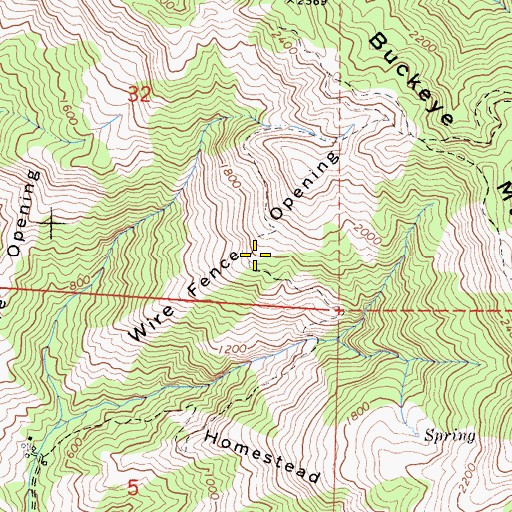 Topographic Map of Wire Fence Opening, CA