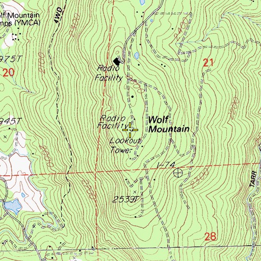Topographic Map of Wolf Mountain, CA