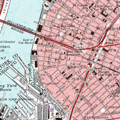 Topographic Map of Bedford Playground, NY