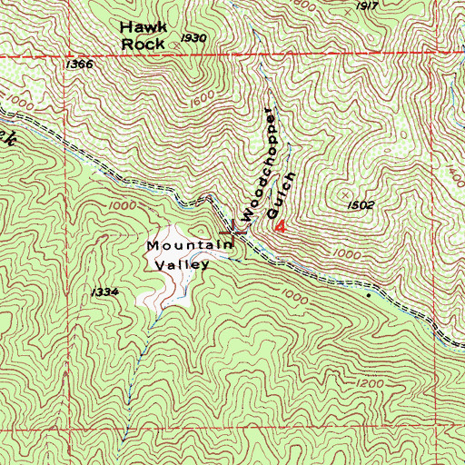 Topographic Map of Woodchopper Gulch, CA
