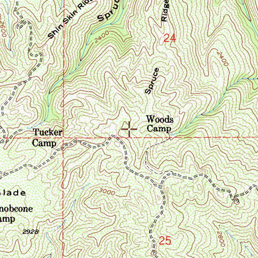 Topographic Map of Woods Camp, CA