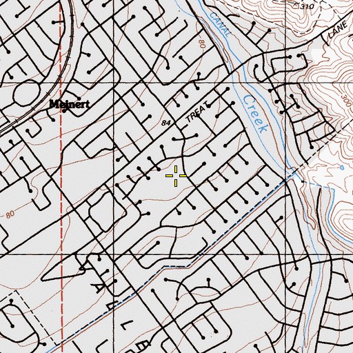 Topographic Map of Woodside Elementary School, CA